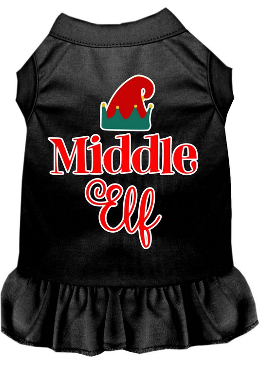 Middle Elf Screen Print Dog Dress Black XS